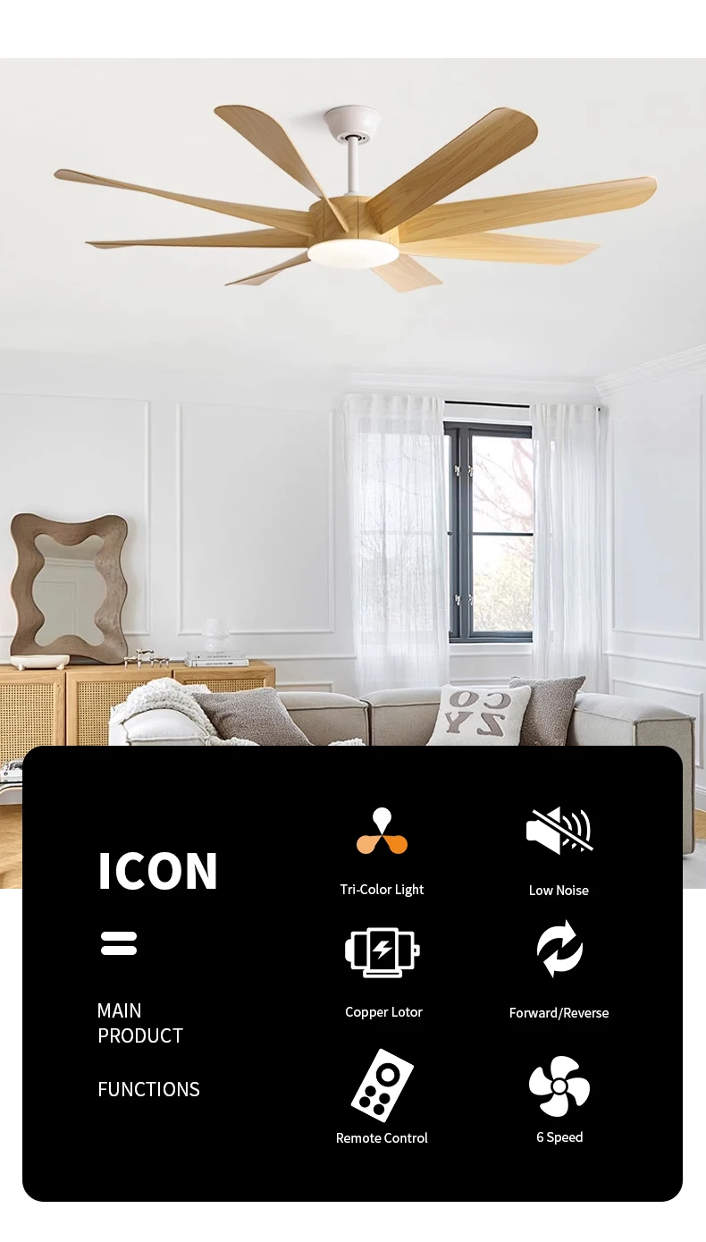 Large Ceiling Fan, 22W, LED, ABS - detail 6