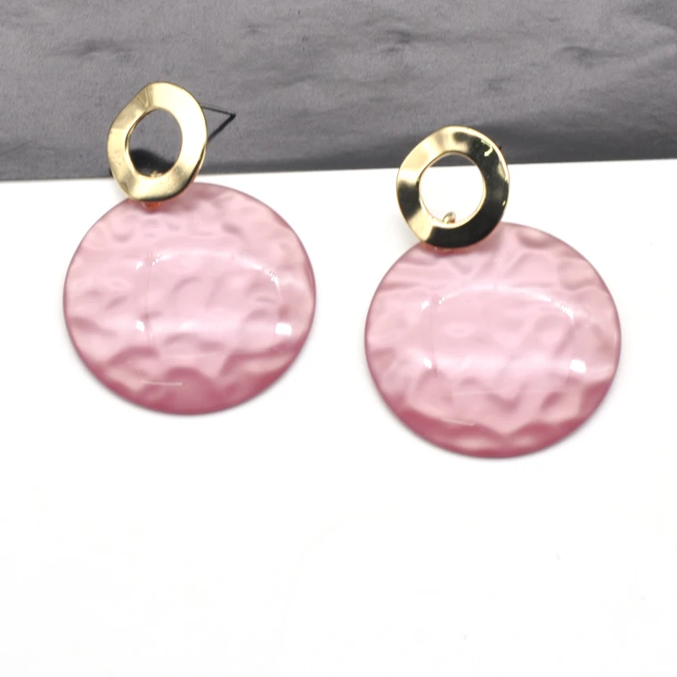 Custom acrylic color round button shape fashion trendy earrings