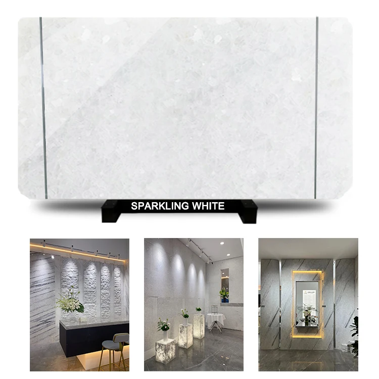 Tanzania White Marble Stone Panels Flexible Natural Indoor Wall Cladding Bathroom Shower Vanity Countertop Flamed Surface Finish