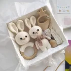 Gift Toy Crochet Baby Toy Neutral Crochet Bunny Baby Gift Bunny Toy Pacifier Holder And Beech Animal Shape Wood