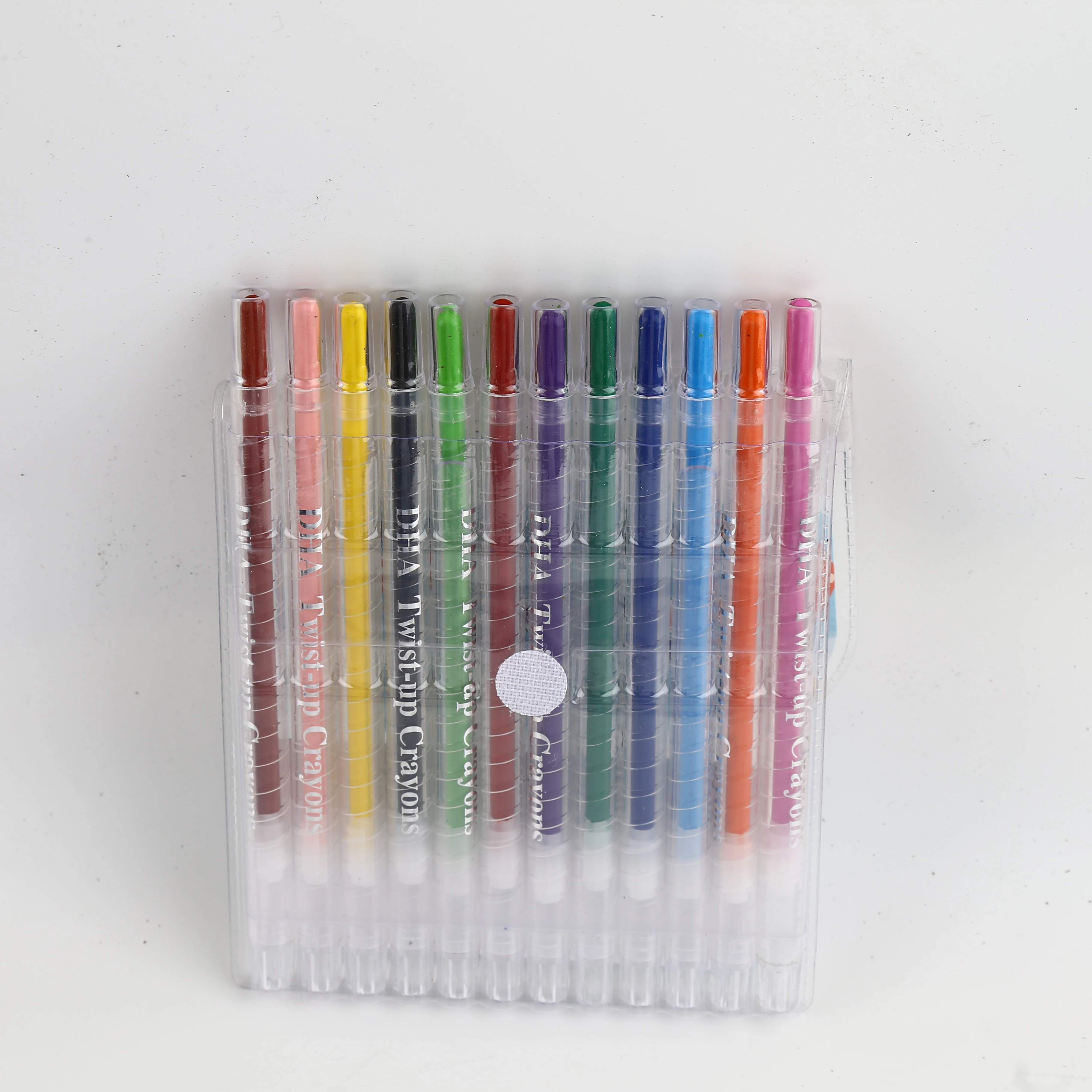 12 24 Colors 5mm  Non Toxic Special Wax Crayons Twistable Wax Crayon  in  PVC Wallet  Printing Services For  Kids