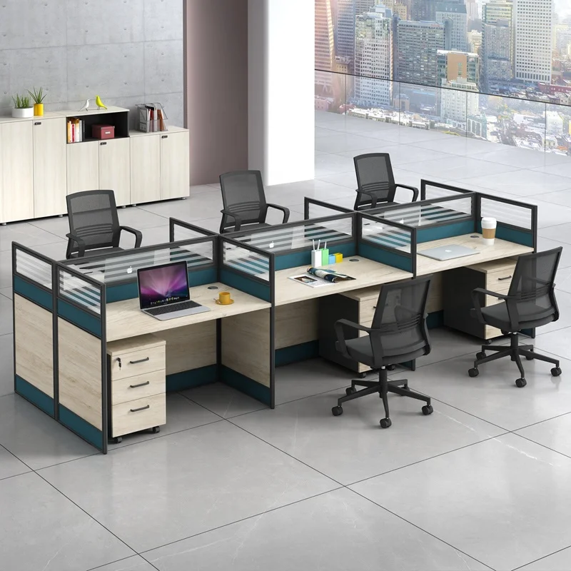2/4/6 Person Staff Modular Workstation Furniture Computer Desk With Cabinet Multi Furniture