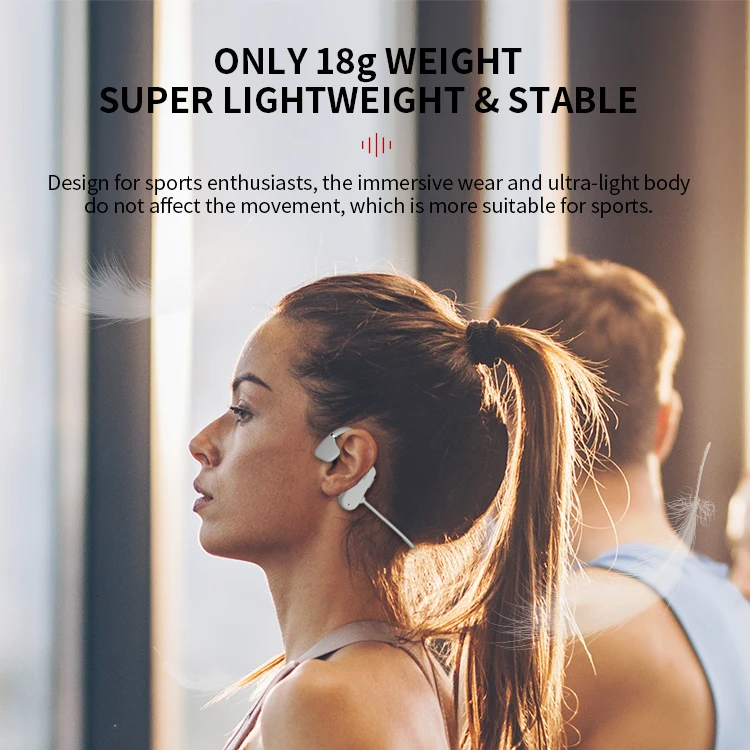 Bone Conduction Neckband Headphones Blue Tooth 5.0 Wireless Headset Sweatproof Waterproof Sport Earphones Earbuds