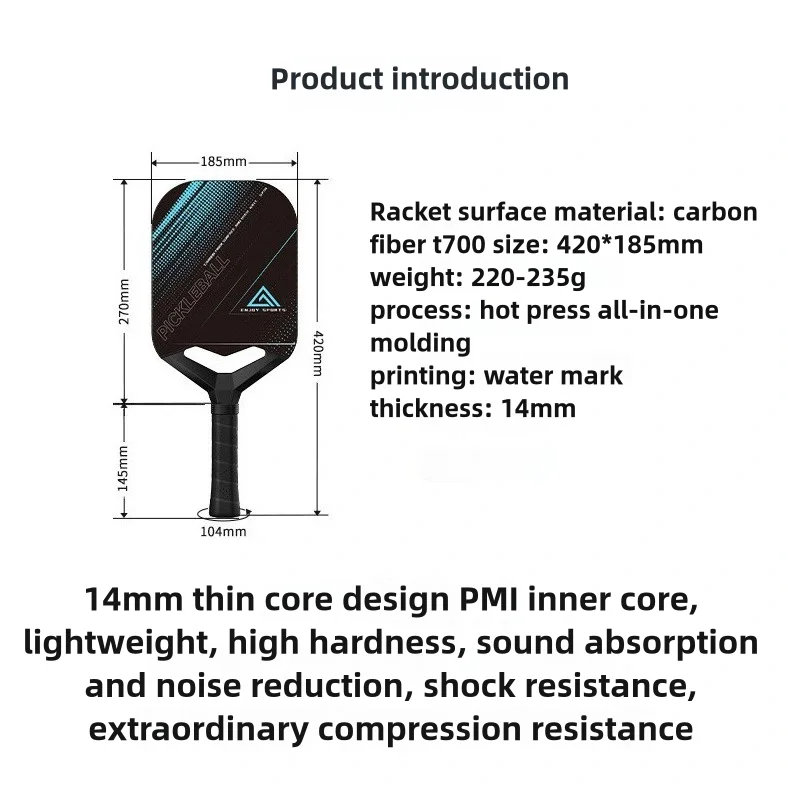 14MM T700 Thermoformed Pickleball Paddles Custom Carbon Fiber Pickleball Paddle With Great Grit USAPA Approved Pickleball Racket supplier
