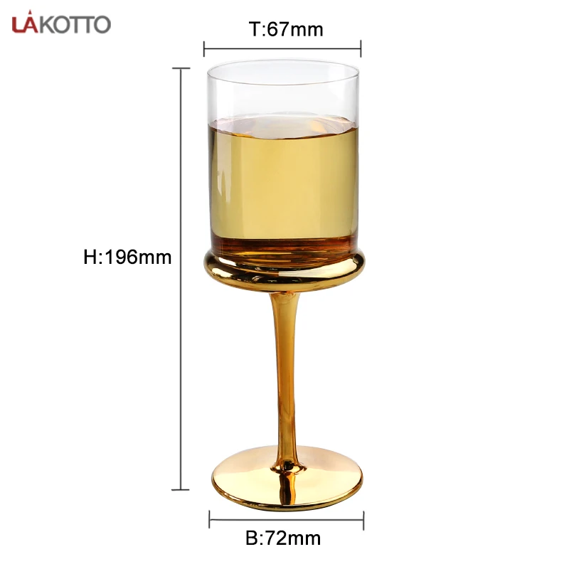 2022 hotsell 270ml electroplated wedding party gold colored red white wine glass/glass goblet with  gold  electroplating