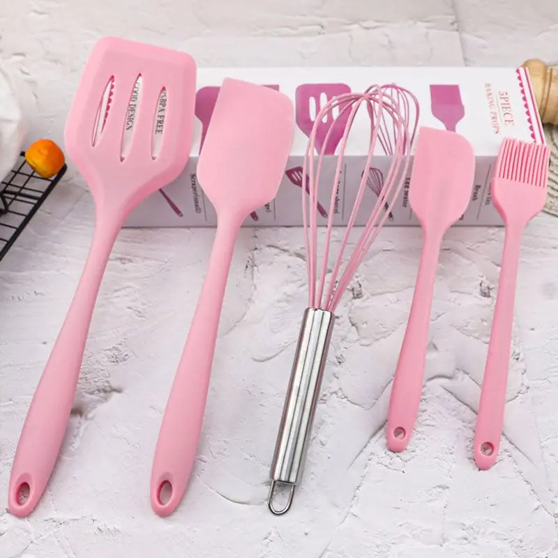 HOT selling Home and Kitchen Accessories 5Pcs Heat Resistant Food Silicone Kitchen Utensils Cooking Spatula Set