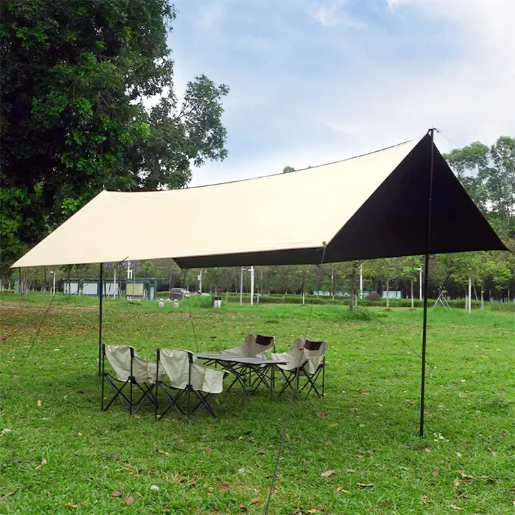 Portable folding outdoor sunshade cloth thickened sunshade canopy  camping canopy silver plated sunshade tent