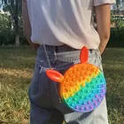 2021 Cute Bubble Silicone Dimple Bag Rainbow Squeeze Sensory Toy Push Fidget Pop Bags Christmas