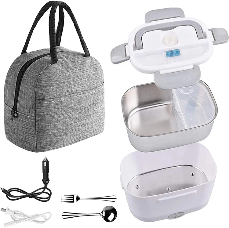 2-In-1 Portable Food Warmer Lunch Box Gray Electric Lunch Box Food Heater 