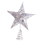 Star Glitter Red 25cm Wrought Iron Five-Pointed Star Tree Top Desktop Decoration