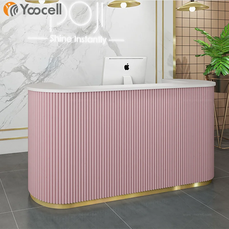 pink reception desk