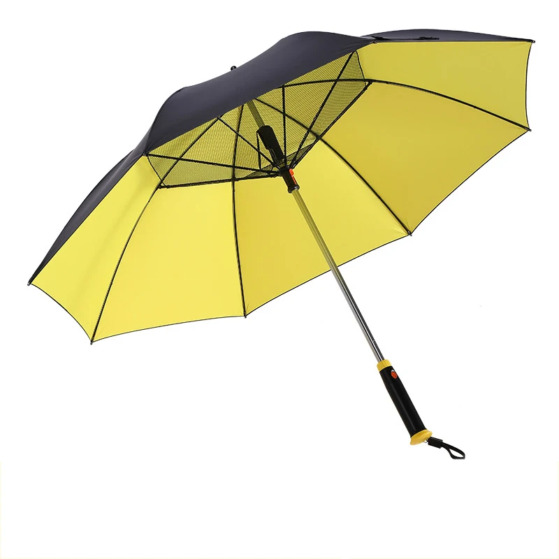 KLH393 8K USB Charging Umbrella With Fan Summer Cooling Sun Block Straight Umbrella Luxury Business Gift Umbrella