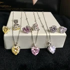 Jewelry Gemstone Necklace 925 Silver Women Jewelry Cbic Zirconia Necklace CZ Gemstone Heart Necklace