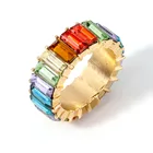 Stone Gold And Stone Ring Women's Colored Stone Ring Jewelry Gold Plated Personality Geometric Crystal Plated Gold Ring