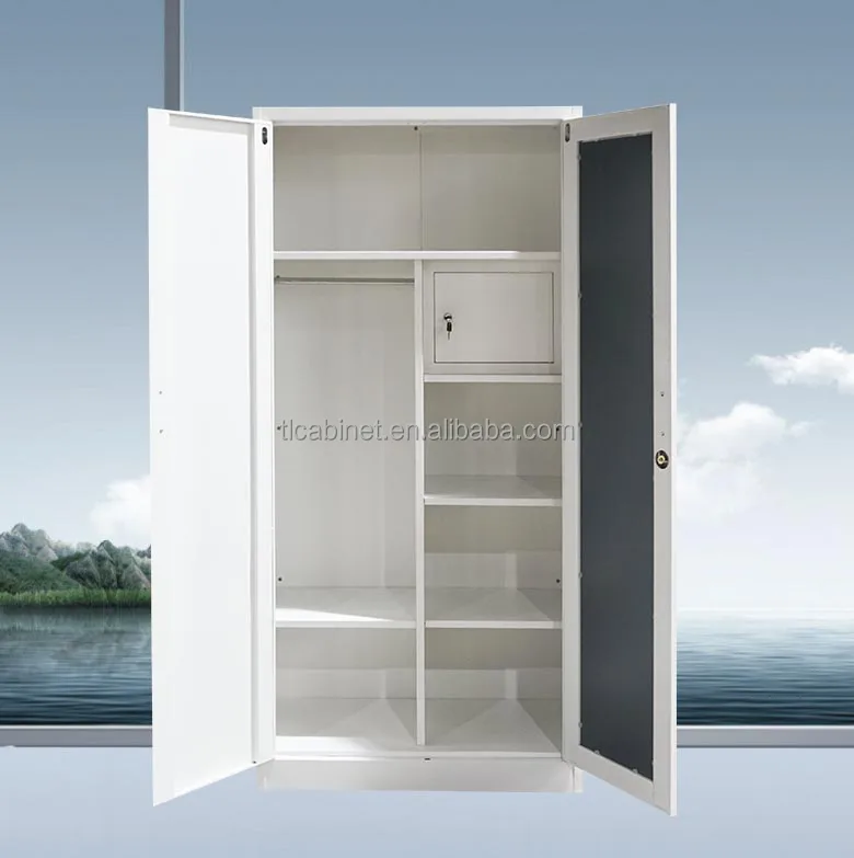 New Fashion Metal Bedroom Furniture-Steel Almirah Designs Image Schranks Cupboard with Key Lock Children Wardrobe at Cheap Price