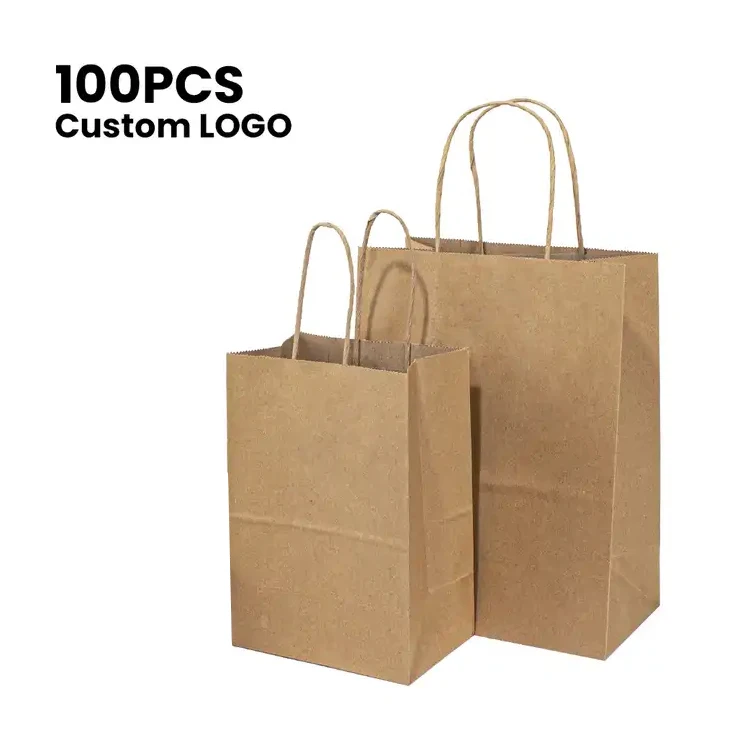 Wholesale Custom Logo Size Sac En Papier Bolsas De Papel Garment Grocery Gift Brown White Kraft Paper Shopping Bag for Clothing