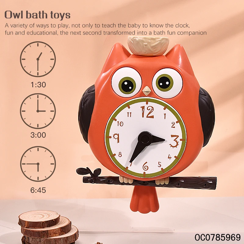 Owl clock eco friendly baby shower bath toy for toddler water play game