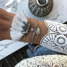 Bracelets Bracelet 2021 Cheap Elastic Stretch Multi-layers Beaded Bracelets Tassel Bangle Boho Bracelet Set