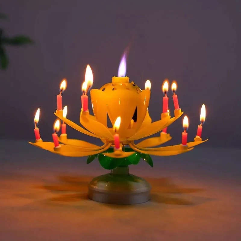 Romantic Happy Birthday Music Play Lotus Candle Magic Musical Candle Flower Romantic Happy Birthday Music Play Lotus Candle Magic Musical Candle Flower