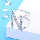 Letter 2021 Trendy Custom Initial Name Cubic Zirconia Rings Sterling Silver 925 Letter Ring Women