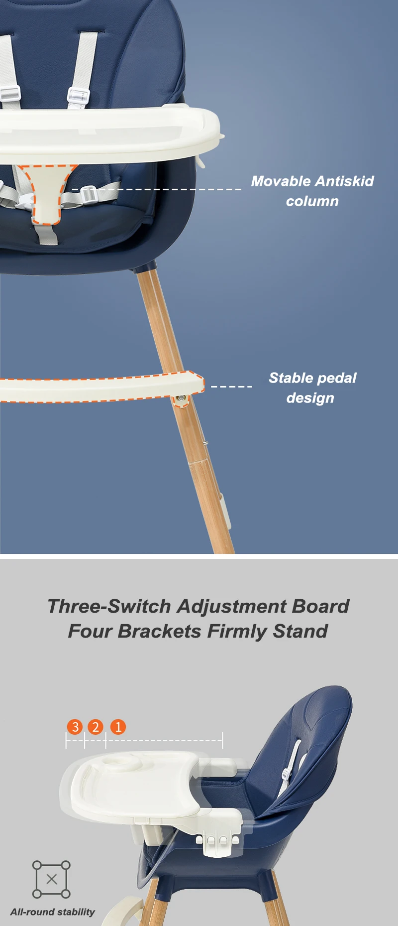 Wholesale Booster Modern Stool Portable Folding Infant Swivel for Children Plastic Kids High Feeding 3 in 1 Baby Dinning Chair manufacture