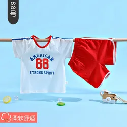 Girls Short sleeve T-shirt Cotton Baby Boys Summer Children Clothes Two-piece Kids Clothing Set Cartoon