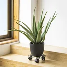 Outdoor Heavy Round Iron Plant/flower Pot Stand With Wheels Indoor And Outdoor