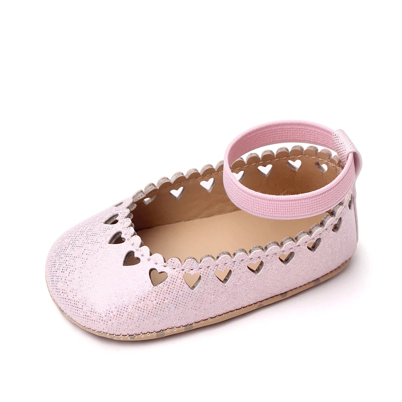 Elastic Solid Color love Hollow Soft Soles for Baby Girls Fashion Princess Toddler Leather Shoes manufacture