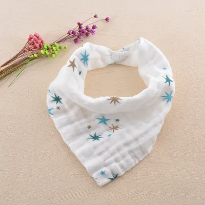 Hot selling custom print organic cotton soft baby muslin cotton bib infant triangle bib