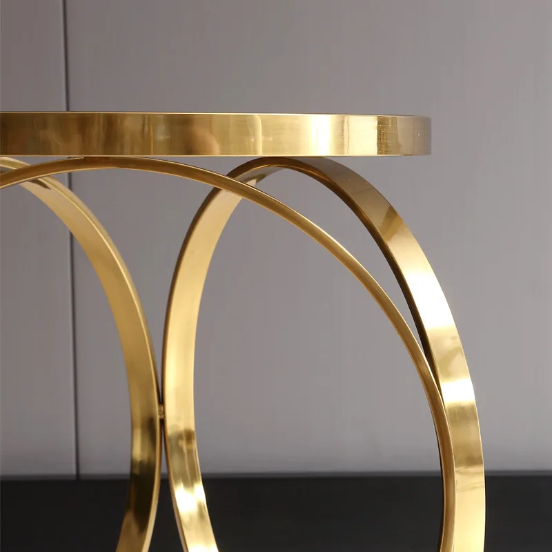 New Trends Italian design living room furniture luxury marble coffee table metal frame gold marble side table