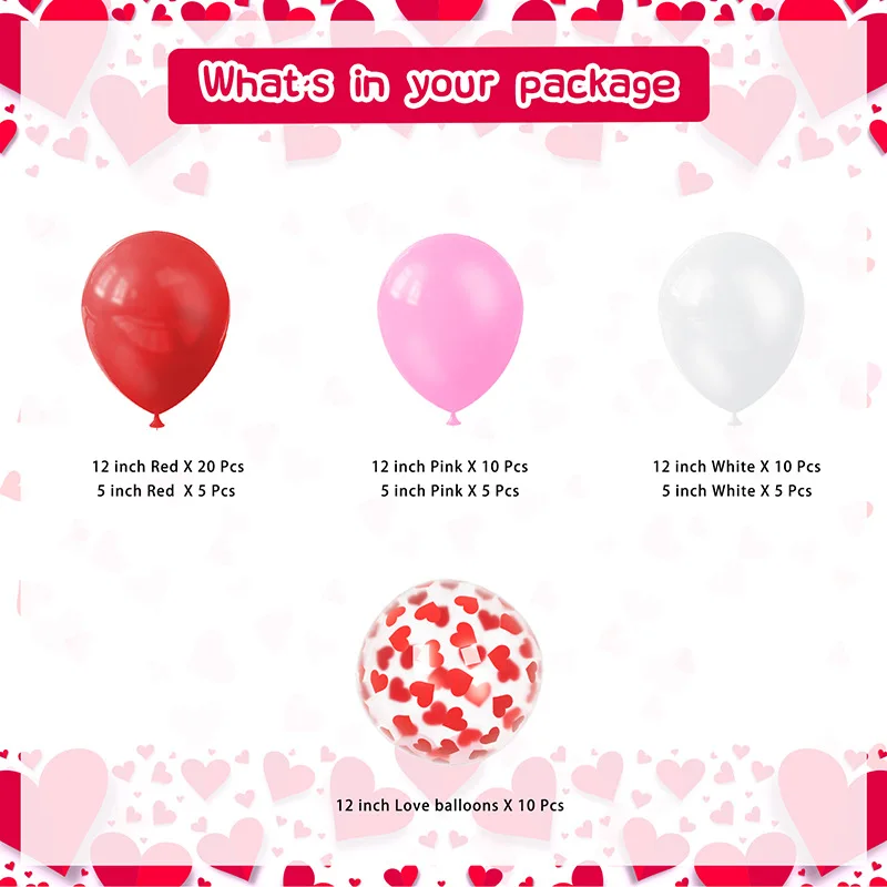 Valentine's Day theme LOVE foil balloon pink red white latex balloon arch kit party decorations