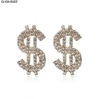 Rhinestone Earrings Superstarer Women Fashion Trendy Exaggerated Dollar Rhinestone Earrings Gold Jewelry
