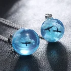 Jewelry Creative HHandmade Jewelry With Transparent Ball Pendant With Bright Blue Sky White Cloud Bird