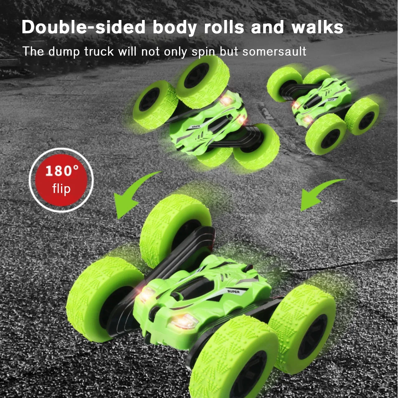 2.4G Double-sided 4WD Drift RC Stunt Car Kids Spin Anti Falling Deformation Tipper Rotation Car toy Remote Control Stunt Toys