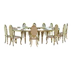Wholesale 10 Seater Long Dining Room Tabels Hotel Mirror Large Luxury High Gloss Wedding Hotel Tables And Chairs