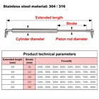 Hydraulic Gas Spring 304 /316 Stainless Steel Gas Spring Gas Piston Hydraulic Soft Closing