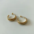 Silver Hoop Stud Earrings Gold Plated 925 Sterling Silver Cc Twisted Croissant Hoop Stud Earrings