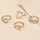 Fashion Pearl Ring 2022 Exported Good Quality Fashion 4 Pieces Love Star Fishtail Pearl Diamond Ring Set