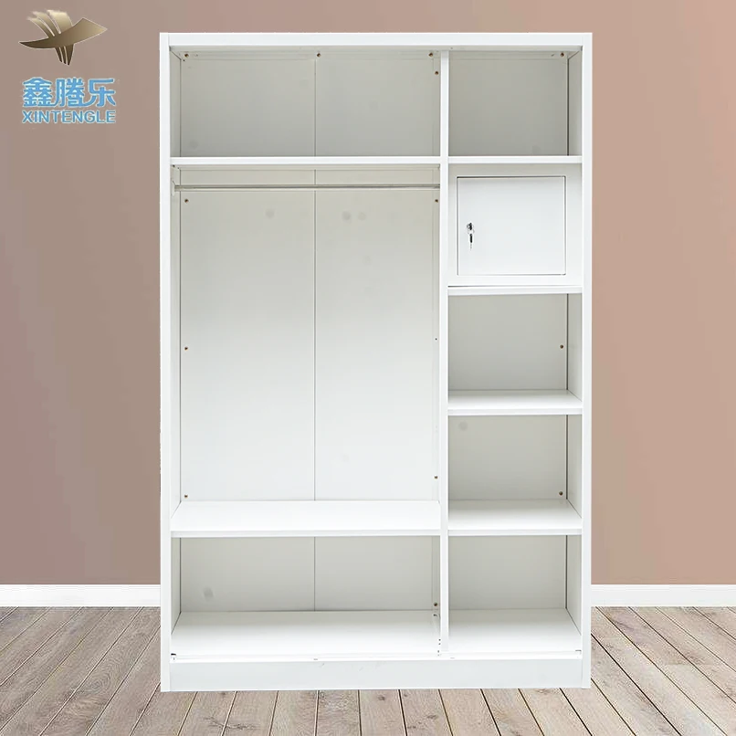 2024 Home Furniture 3-Door Printed Metal Frame Wardrobe Closet Portable Steel Swing Bedroom Wardrobe