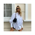 Ladies T-shirt Long Sleeve Ladies Button Crop Top Fall Fashion Ladies Girls Solid Color T-Shirt Blouse