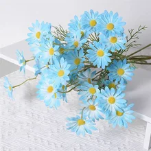 Wholesale artificial daisy flower 5 heads daisy silk daisy rural style for home living room decor kitchen decor