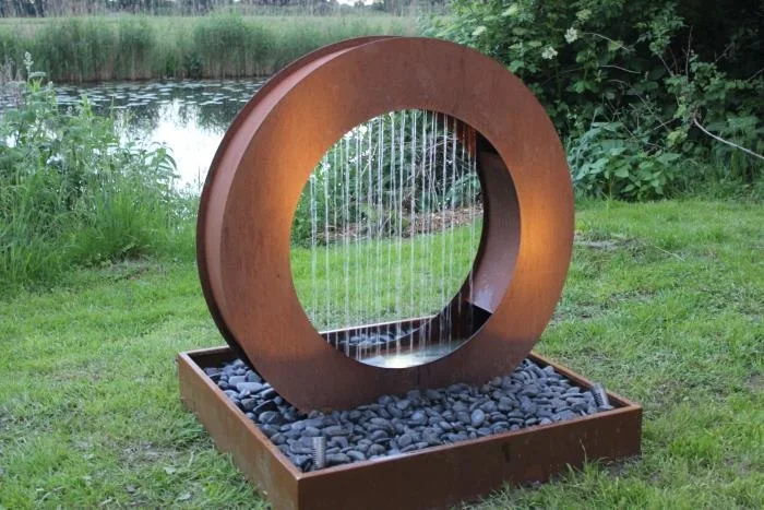 Custom Corten Steel Square Sculpture Water Fountains For Garden Buy