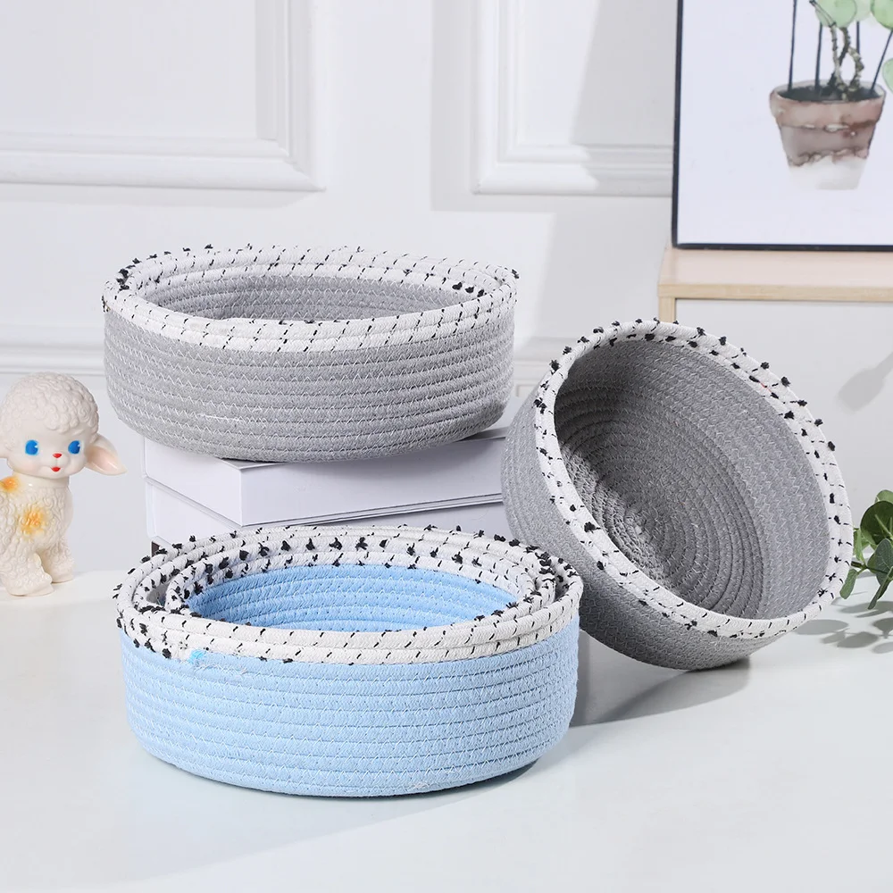 HUAYI   Woven handmade Cotton Rope Laundry Basket Storage Basket