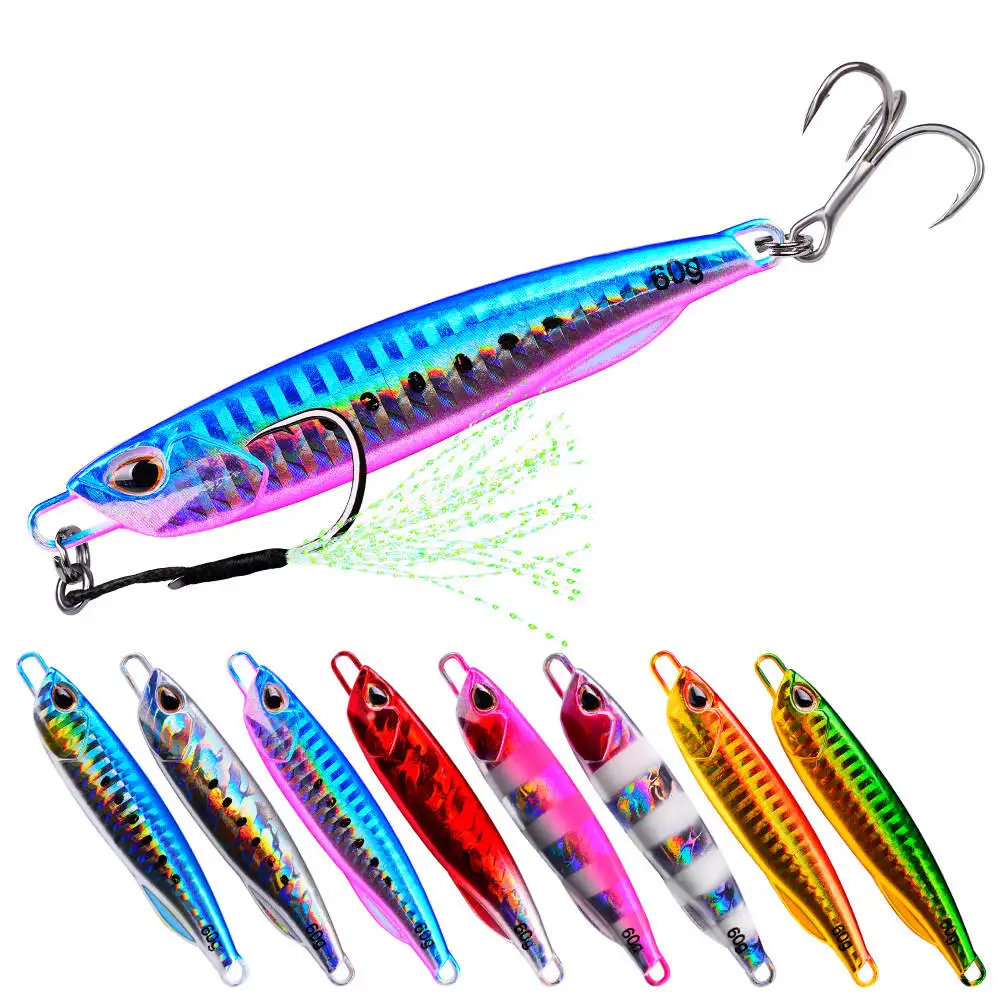 Jig Bait Feather Metal Fishing Lures Lead Casting Spinning Baits 