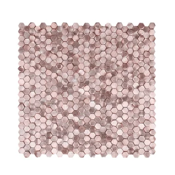 Aluminum pink backsplash wall tile hexagon mosaic tile
