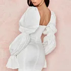 Dress Club 2020 Summer White Puff Sleeve Fashion Corset Dress Women Fashion Corset Party Club Bodycon Dress
