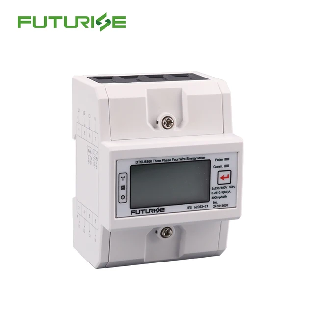 Three Phase Four Wire DIN-Rail Energy Meter LCD Display