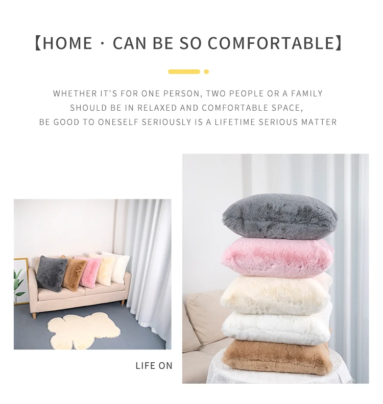 Wholesale Throw Pillow Modern Fur Throw Pillow Covers White Faux Rabbit Fur Throw Pillows H274b3832c61c4a73b76332af3c444b4ba
