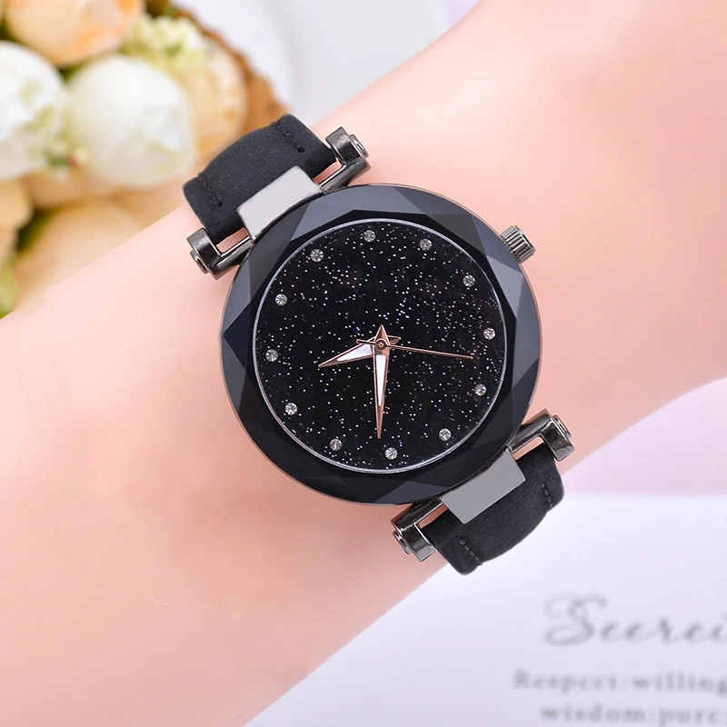 Starry Sky Quartz Women Leather Fashion Wristwatch
