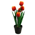 Flower Blue Flowers Handmade Fabric Flower 5-heads Blue Tulip Flower For Artificial Flowers And Leaves Tulip Potted
